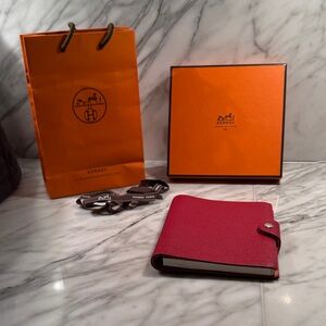 Hermes classic red leather notebook